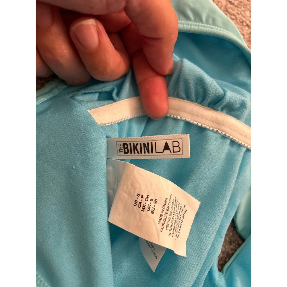 The Bikini Lab One Piece Swimsuit Womens Small Blue Excellent Front Tie Cutout